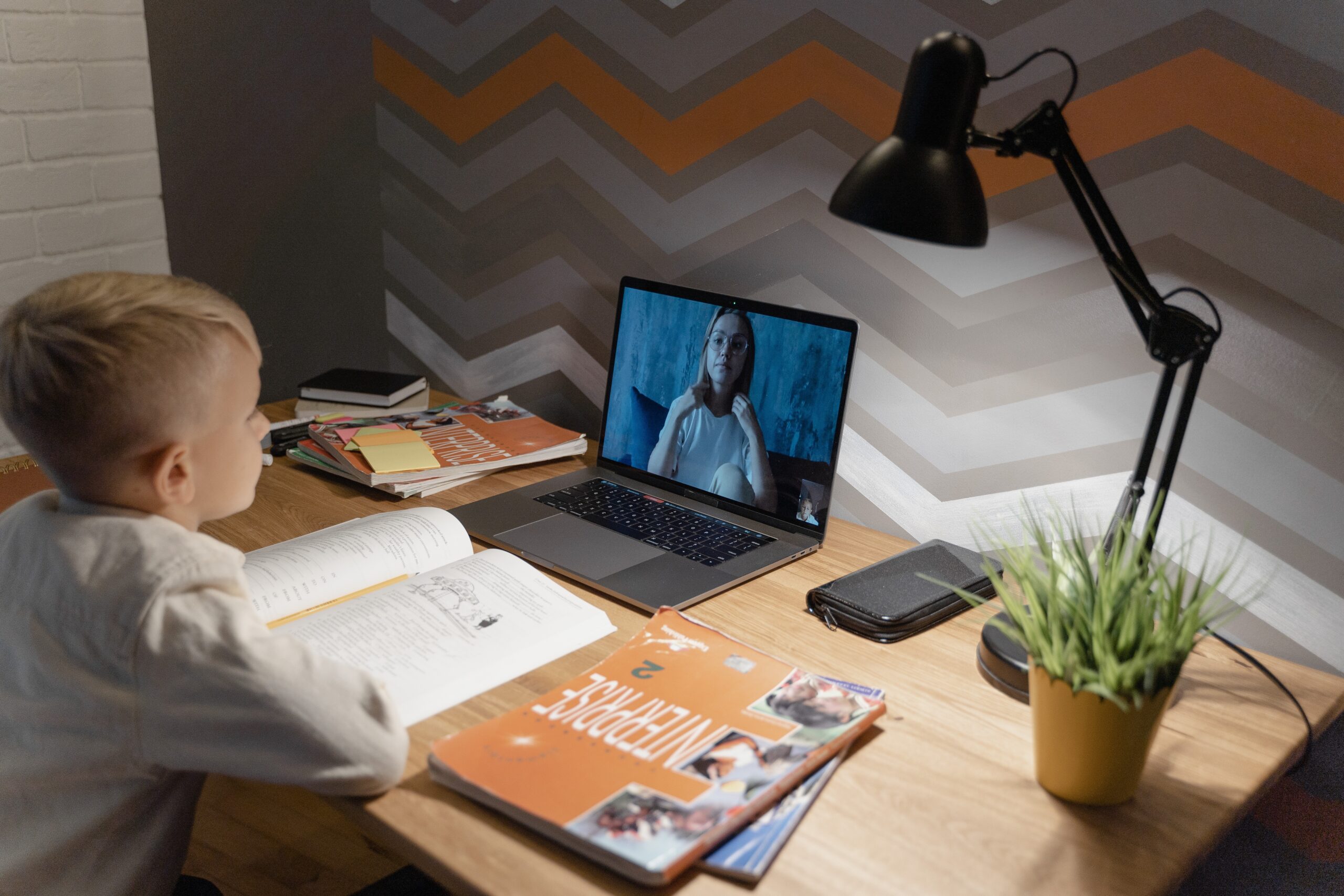 little boy in front of a computer