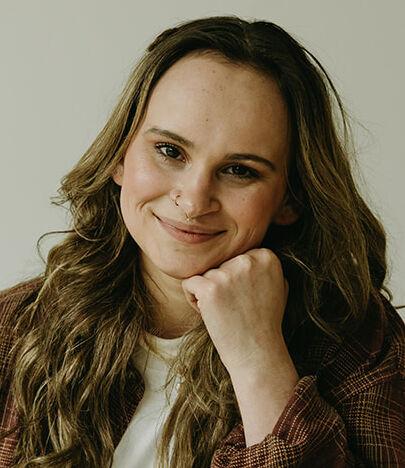 Blond woman smiling at camera