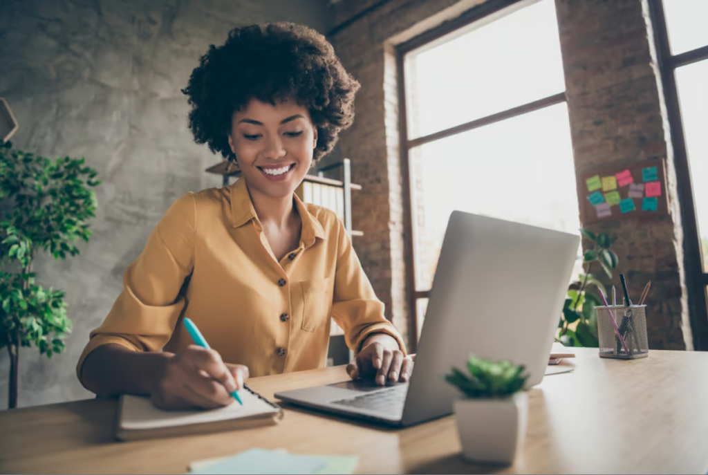 Girl working at home