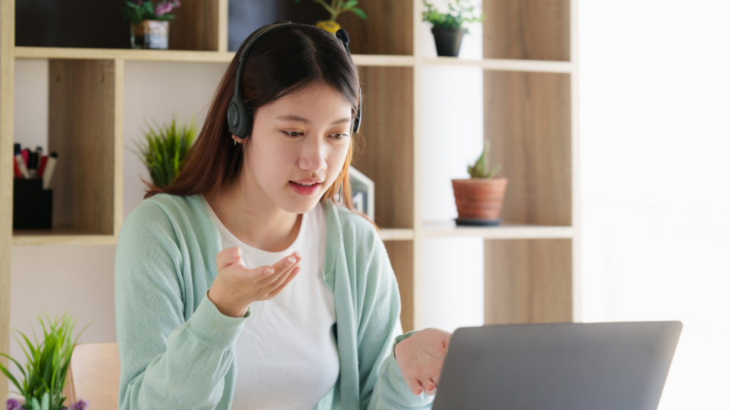 girl in a virtual meeting