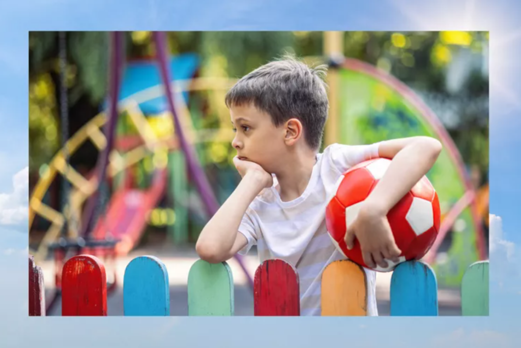 boy thinking in the park 