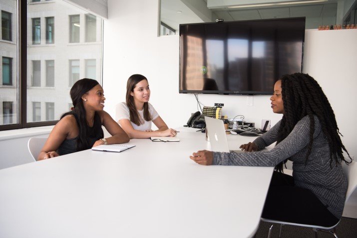 Students at conference table